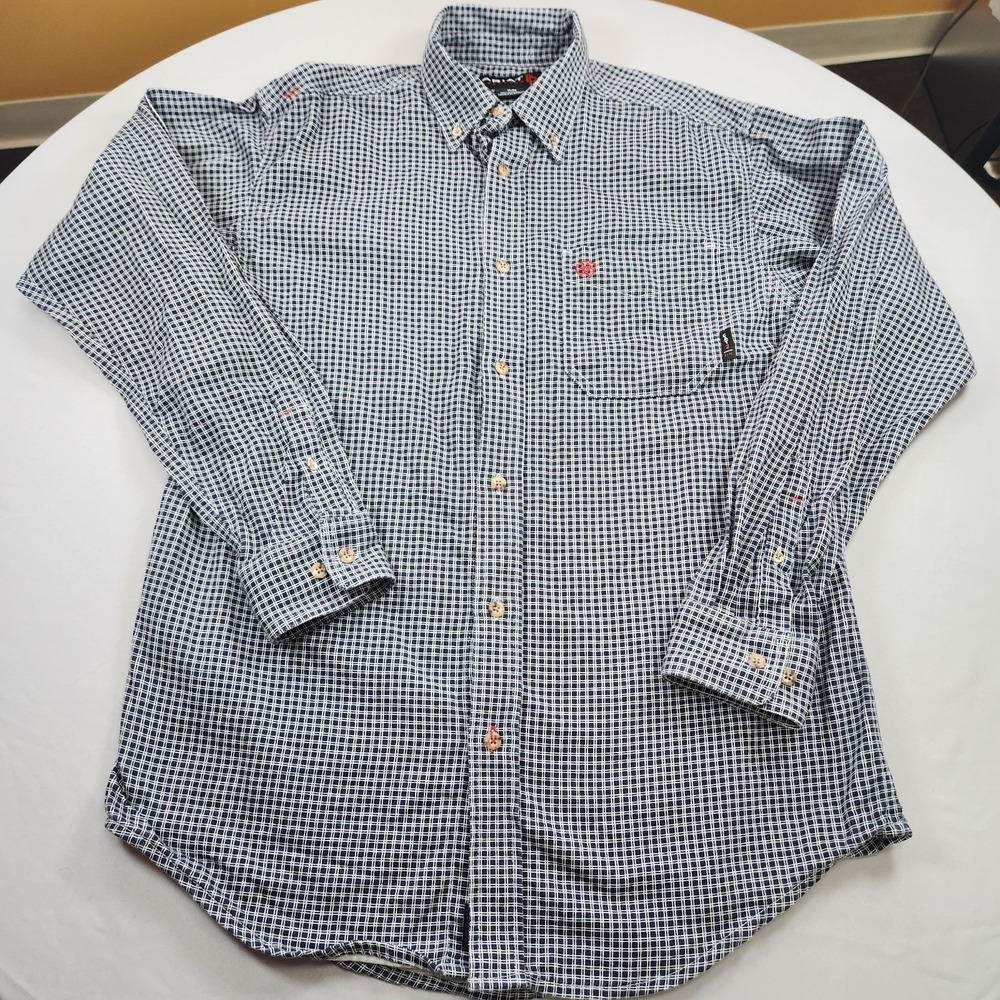 Ariat Men's Blue and White Gingham Button-Down Shirt